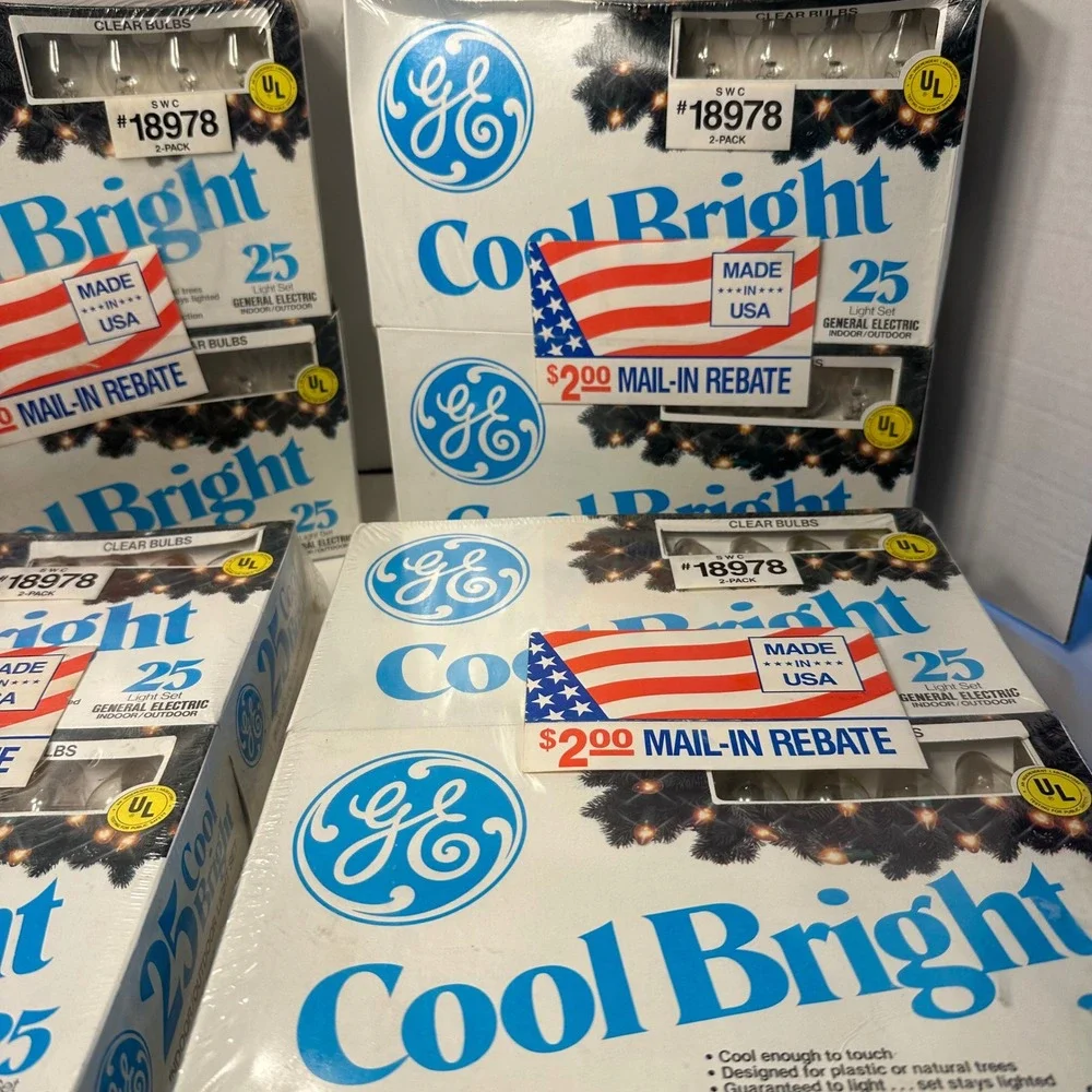 Lot of 4 Vintage GE Cool Bright 25 Indoor Outdoor Christmas Light Sets Sealed